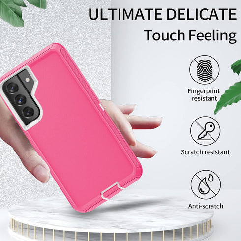 for Galaxy S22 Case, Rugged Shockproof Military Grade Bumper Phone Cover Armor Heavy Duty for Samsung Galaxy S22 (Hot Pink/White)...
