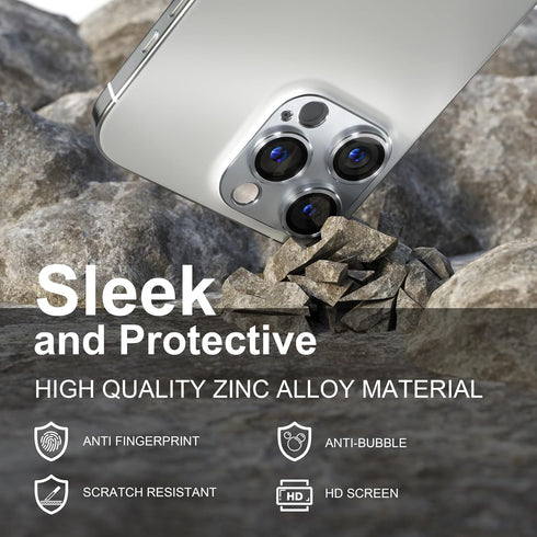 beuxece for iPhone 15 Pro/iPhone 15 Pro Max Camera Lens Protector, Metal Camera Screen Protector Cover Accessories, Case Friendly, HD Tempered Gla...