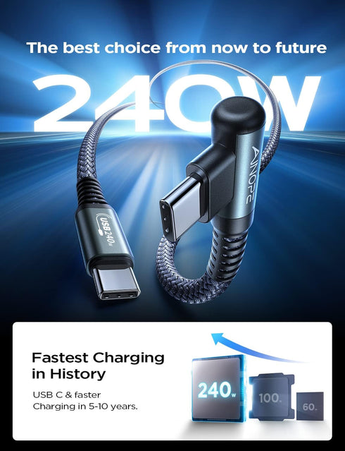 AINOPE 240W USB C to USB C Cable 3.3ft, C to C Type Fast Charging Cable for MacBook&iPad Pro, Samsung S23/22/21/20......