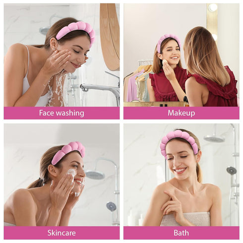 Spa Headband for Washing Face, Sponge Makeup Headband Bubble Skincare Headbands, Terry Cloth Headbands Non-slip Facial Headband for Girls Women...