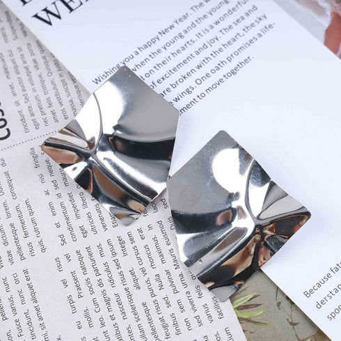 Exaggerated Square Earrings Silver Large Statement Dangle Earrings Punk Metal Square Stud Earrings Irregular Geometric Earrings Jewelry for Women ...