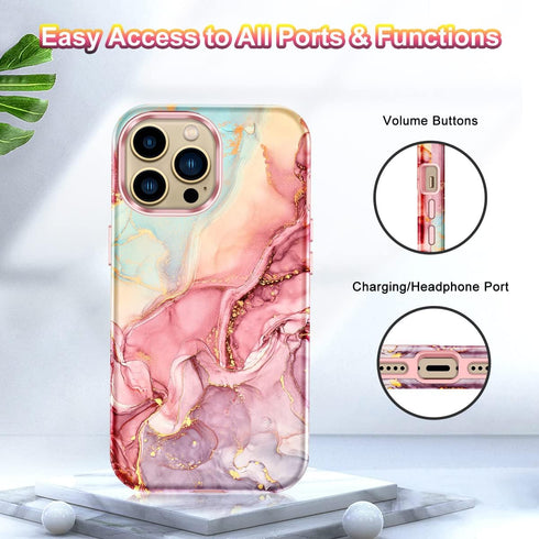 Btscase Compatible with iPhone 13 Pro Max Case 6.7 Inch 2021,Marble Pattern 3 in 1 Heavy Duty Shockproof Full Body Rugged Hard PC+Soft Silicone Dr...