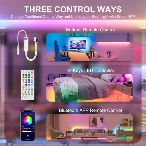RGBZONE Bluetooth LED Controller with APP Control, 3-PIN Dream Color LED Controller, Music Sync, IR Remote for 5v-24V WS2812B WS2811 WS2812 LED St...