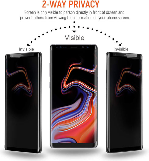 Galaxy Note 9 Privacy Screen Protector, Anti-Spy Case Friendly Support in-Screen Unlock Flexible TPU Film, Anti-Scratch Full Adhesive Coverage Nan...