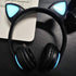 Wireless Bluetooth Cat Ear Headphones with Mic 7 Colors LED Light Flashing Glowing On-Ear Stereo Headset Compatible with Smartphones PC Tablet...