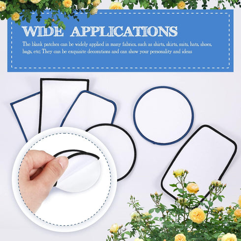 30 Pieces Sublimation Patches Fabric Iron-on Blank Patches 3 Shapes Repair Embroidery Sublimation Blank Hat Embroidery for DIY Crafts, Caps Clothe...
