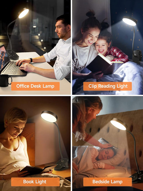 Mubarek Reading Lamp 400LM 36 LED Reading Light, USB Rechargeable Battery Operated Table Lamp, 5 Levels Brightness LED Desk Lamp,5Color Touch Cont...