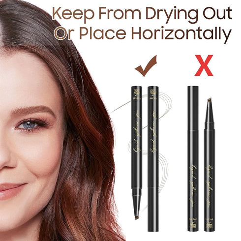 Eyebrow Pencil Microblading Pen, Liquid Brow Pencil With 4 Micro-Fork Tip, Waterproof Eyebrow Long-Lasting, Smudge-Proof Eyebrow Makeup, Natural E...
