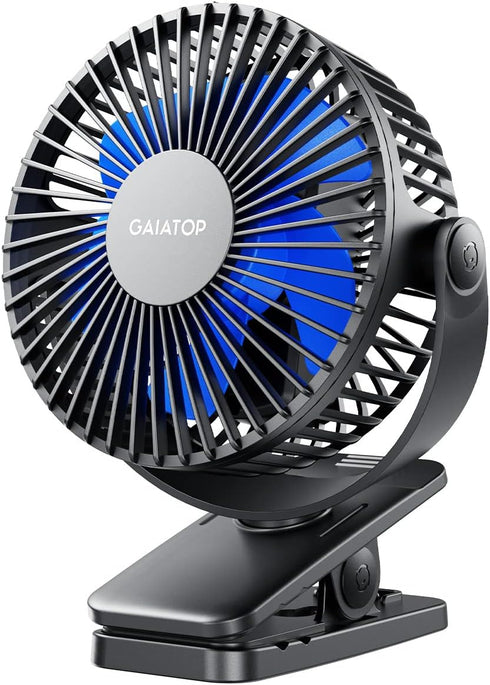Gaiatop Portable Clip on Fan Battery Operated, Small Powerful USB Desk Fan, 3 Speed Quiet Rechargeable Mini Table Fan, 360° Rotate Personal Coolin...