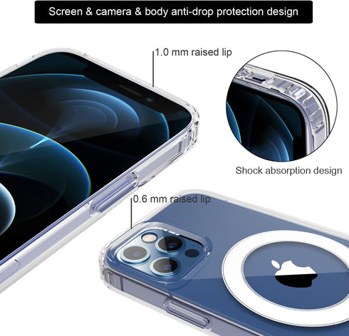 iPhone 12/12 Pro Clear Case 6.1 - MagSafe Compatible, Magnetic Metal Kickstand, Slim Shockproof Protective...
