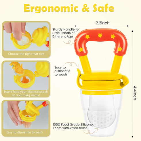 WAJIAYON Baby Fruit Feeder/Food Feeder Pacifier (3 Pack)- Infant Teething Toys | Fruit Pacifier Feeder | Silicone Teether Feeder Baby | Baby Feedi...