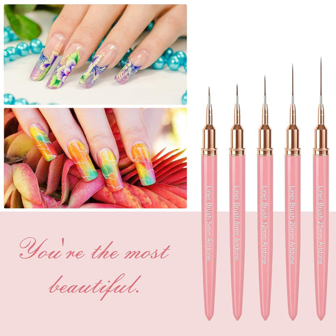 Artdone nail art brushes set kit acrylic supplies dotter striping polish markers barrier tape strips pens fine tip accessories tools decorations d...
