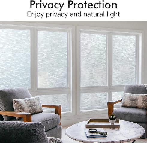 Haton Window Privacy Film, Frosted Glass Static Cling Sun Heat Blocking Window Clings, Frosting Opaque Coverings, Vinyl Removable Stickers Tint fo...