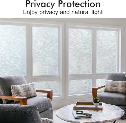 Haton Window Privacy Film, Frosted Glass Static Cling Sun Heat Blocking Window Clings, Frosting Opaque Coverings, Vinyl Removable Stickers Tint fo...