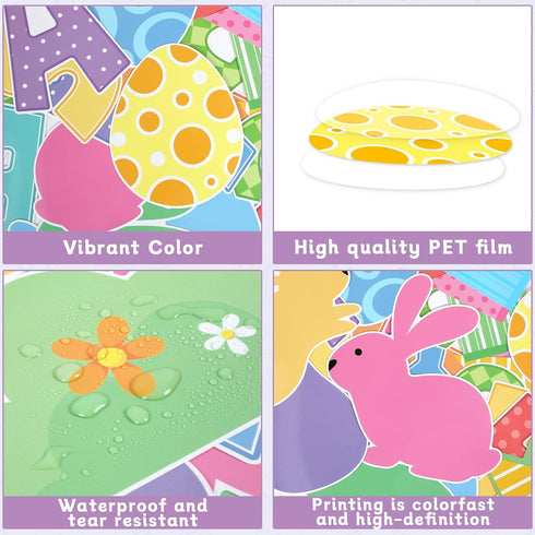 3D Easter Bulletin Board Set Happy Easter Honeycomb Classroom Decoration Easter Egg Rabbit Bunny Cutouts Spring Flower Paper-Cuts for Easter Party...
