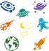 NAKLEO 8 pcs Drawing Stencils for Kids - 15x15cm (6x6 inch) - Space - Universe - Reusable Washable Plastic - Art and Craft Template Set - Painting...
