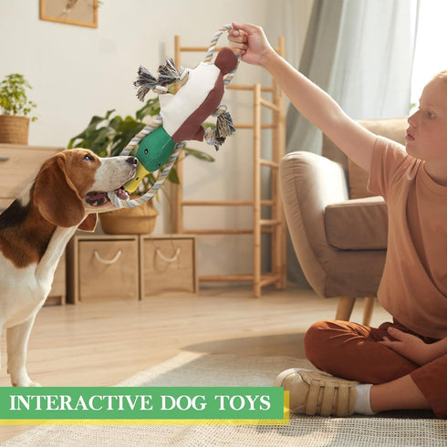 Lesmeet Upgraded Duck Dog Toys for Aggressive Chewers Puppy Toys with Crinkle Paper and Squeaker, Interactive Tug of War Dog Toy for Small, Medium...