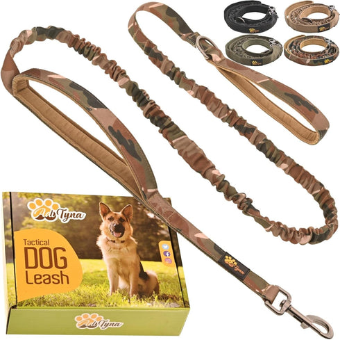 Heavy Duty Bungee Dog Leash 6 ft - 7.5 ft for Large and Medium Dogs | No Pull, Reflective, Tactical Dog Leash | Soft Neoprene Padded Double Handle...