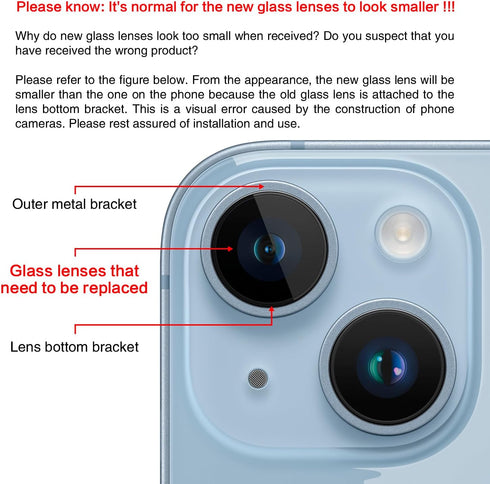 ASDAWN Back Rear Camera Lens Glass Replacement for iPhone 14 6.1 inch and 14 plus 6.7 inch with Pre-Installed Adhesive, Back Lens Glass with Insta...