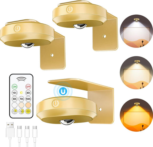 WILLED Rechargeable Picture Lights for Wall,1200mAh Battery Operated Wall Frame Lights,Puck Lights with Remote,Dimmable & Timer Art Lighting for P...