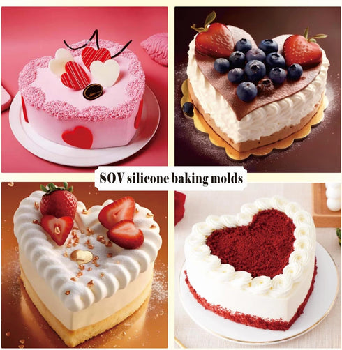 2 Packs Silicone Heart Shaped Cake Pans for Baking, 10inch Cake Molds for cakes and Chocolate Cakes, Non-stick silicone bakeware sets, Easy Clean,...
