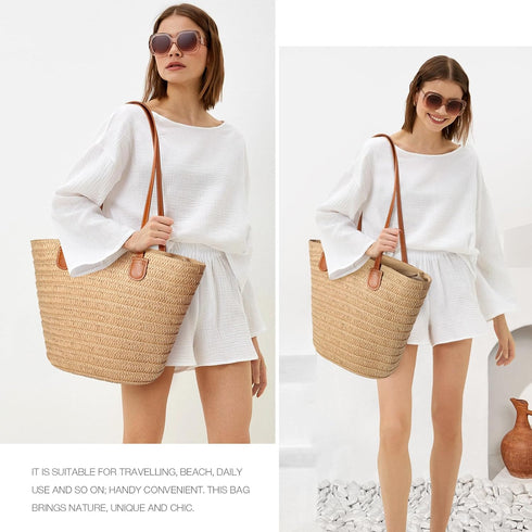 Hommtina Straw Bag Womens Straw Beach Bag Crossbody Shoulder Bags Vacation Purse Straw Purse for Summer...