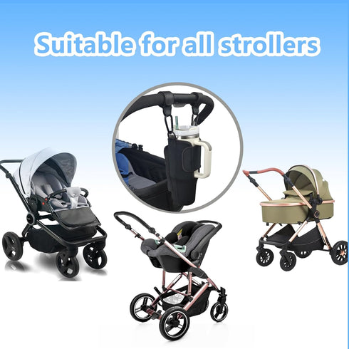 Stroller Cup Holder Compatible with Stanley,Stroller Cup Holder with Adjustable Strap and Pouch Taking Everywhere,Accessories for 30/40oz Stanley ...