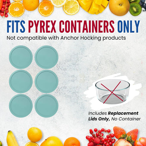 Replacement Lid for Pyrex 5" Storage Plastic Cover 2 Cup Bowl 7200-PC Turqoise (6-Pack)...