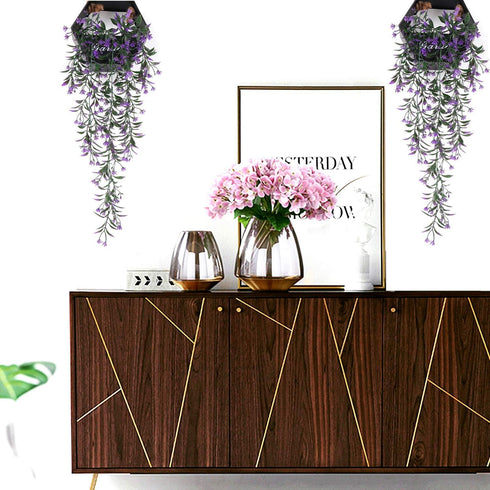 Artificial Flowers Vine, for Christmas Plastic Hanging Ivy Plants Fake Vines Grass Garland Home Garden Outdoor Window Box Indoor Party UV Resistan...