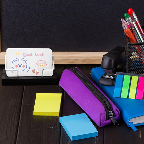 Amyhill 2 Pieces Wood Business Card Holder for Desk Wooden Business Card Display Stand Postcard Holder for Office Home Desktop(Stylish Style)...