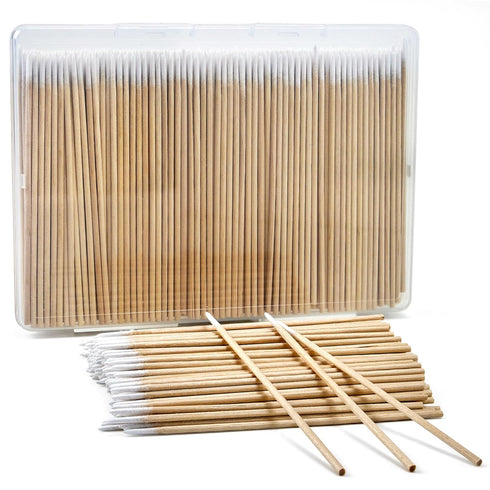 400PCS Pointed Cotton Swabs with Storage Case - Precision Tip Cotton Swabs with Wooden Sticks - Microblading Cotton Swab 4 inch - Cotton Swabs for...