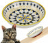 Whisker Fatigue Cat Bowl — 5.5 in Ceramic Cat Bowls, Shallow Cat Food Dish, Cute Flat Cat Bowl, Small Wide Cat Plates for Indoor Cats with Silicon...
