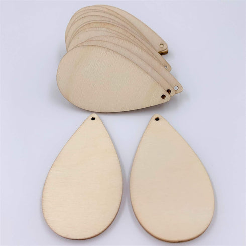 NUO RUI Unfinished Wood Teardrop Earring Pendant 2 1/2" x 1 3/8" Blanks Laser Cut Jewelry Shapes 25 Pieces...