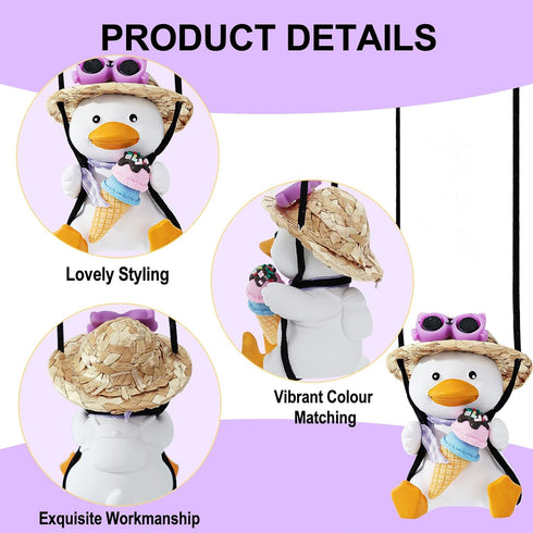 Swing Duck Car Hanging Ornament Cute Swing Duck Car Pendant Swing Duck Auto Decoration Car Rearview Mirror Pendant Rearview Mirror Decoration for ...