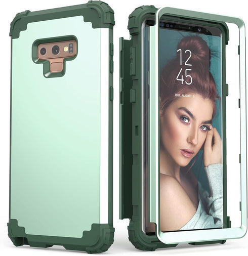 IDweel for Galaxy Note 9 Case, 3 in 1 Shockproof Slim Hybrid Heavy Duty Protection Hard PC Cover Soft Silicone Rugged Bumper Full Body Case, Mint...