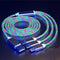 3 in 1 Led Charging Cable 66W Flowing LED Light Up Phone Charge Cable Light up Charger Fast Charing Cord Durable TPE Fast Charging Cord for Most C...