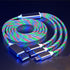 3 in 1 Led Charging Cable 66W Flowing LED Light Up Phone Charge Cable Light up Charger Fast Charing Cord Durable TPE Fast Charging Cord for Most C...