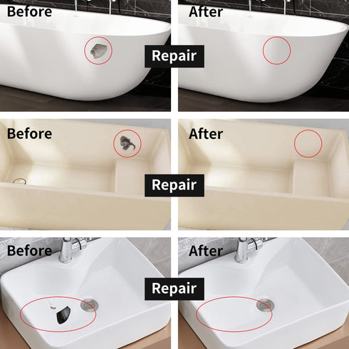 Tub and Fiberglass Shower Repair Kit (Color Match), 3.7oz Porcelain Sink and Acrylic Bathtub Repair Kit White for Cracks Chips Dents holes Almond/...
