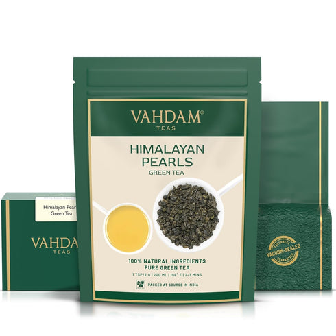 VAHDAM, Himalayan Pearls Green Tea Loose Leaf | 3.53 Oz (50 Cups) High Elevation Grown Green Tea Leaves From Himalayas | Pure Unblended Single Ori...