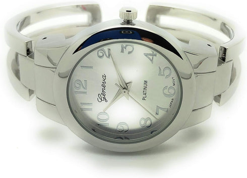 Ladies Round Elegant Simple Casual Metal Bangle Cuff Fashion Watch Easy Reader Dial...