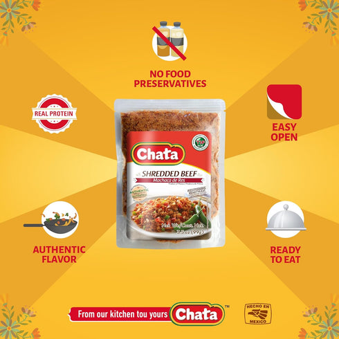 Chata Machaca de Res, Dried Shredded Beef, 3.5 oz, Pack of 1...