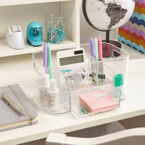 STORi Bliss Clear Makeup Organizer for Countertop, Divided Bathroom Organizer & Storage Drawer, Makeup Brush Holder, Cosmetic & Nail Polish Organi...