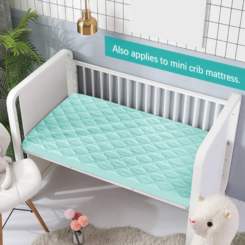 Waterproof Sheet for Pack n Play Quilted, Playard Sheet Protector 39" X 27" fits for Baby Foldable and Playard Mattress, Portable Mini Crib, Aqua...