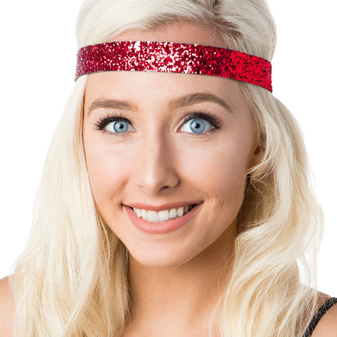 Hipsy Women's Adjustable NO SLIP Bling Glitter Headband Mixed Pack (Red 3pk)...