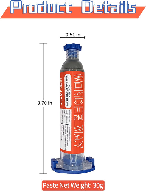 Sn63/Pb37 T4 Tin Lead Solder Paste (30g) & Lead-Free Solder Flux 10cc, Supplied By Wonderway...