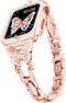 wipalor Compatible with Apple Watch Band 40mm+Gemstones Case, Lightweight for Women, Easy Bracelet, Shiny Diamond on Butterfly, Rose Gold & Case (...