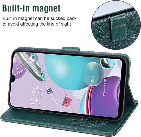 Phone Case for LG Aristo 5/K31/Fortune 3/Phoenix 5/K8x/Tribute Monarch/Risio 4 Wallet with Tempered Glass Screen Protector Flip Cover Card Holder ...