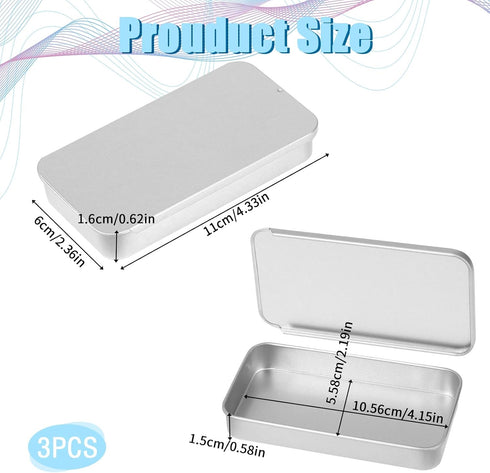 Metal Box Containers Empty Slide Top Small Metal Containers Rectangular Storage Box Containers for Candies Jewelry Crafts Pills Survival Kit 3Pcs(...