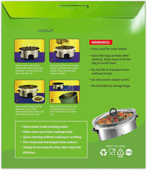 Slow Cooker Liners Disposable Cooking Bags Large Size Pot Liners Fit 4QT to 8.5QT Suitable for Oval & Round Pot (10 BAGS)...
