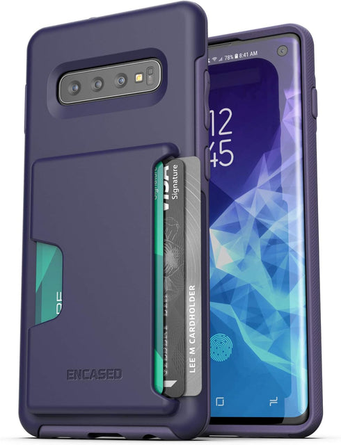 ENCASED Galaxy S10 Wallet Case (2019 Phantom) Ultra Protective Cover with Card Holder Slot (3 Credit Cards Capacity) for Samsung Galaxy S10 - Purp...